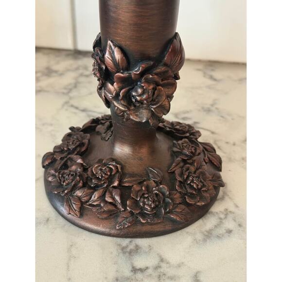Vintage Bronze Floral Roses Bathroom Hand Towel Stand Tissue Box Cover - Picture 7 of 9